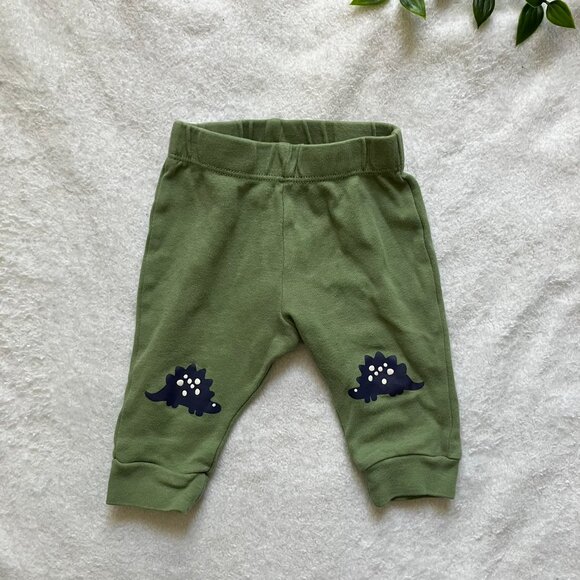 Pekkle Baby Pants 3M Olive Green Dinosaur Knee Print Joggers GUC - Picture 11 of 11